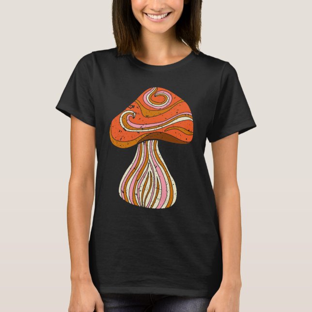 Retro 1960s Hippy Style Distressed Mushroom Graphi T-Shirt (Vorderseite)