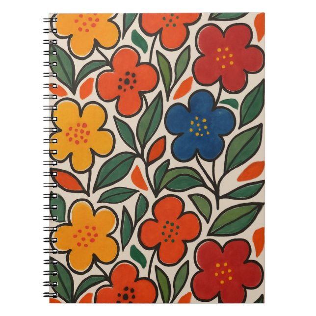 Retro 1960s Style Floral Pattern Notizblock (Vorderseite)