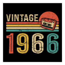 Retro 1966 Birthday Music Cassette Tape 60th Bday Poster