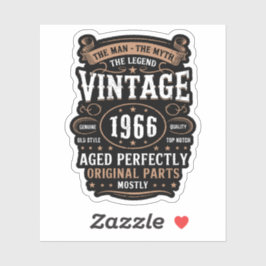 Retro 1966 Birthday The Man The Legend 60th Bday Aufkleber