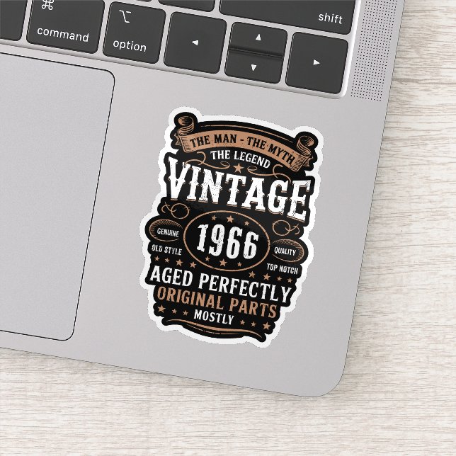 Retro 1966 Birthday The Man The Legend 60th Bday   Aufkleber (Detail)