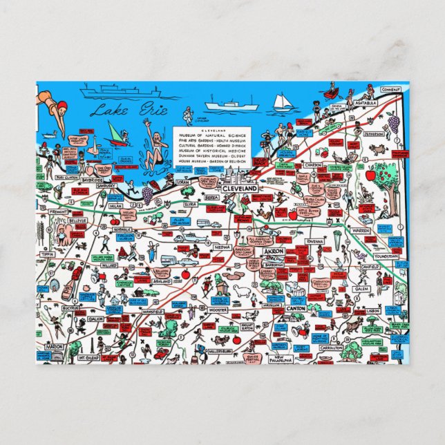 Retro 1966 Cleveland, Postkarte von Ohio (Vorderseite)