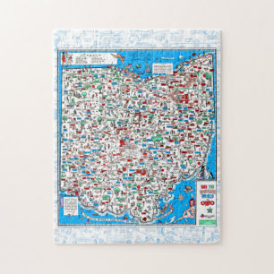 Retro 1966 Ohio map jigsaw puzzle 11"x14"252 pcs