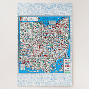 Retro 1966 Ohio map jigsaw puzzle 20"x30" 1014 pcs