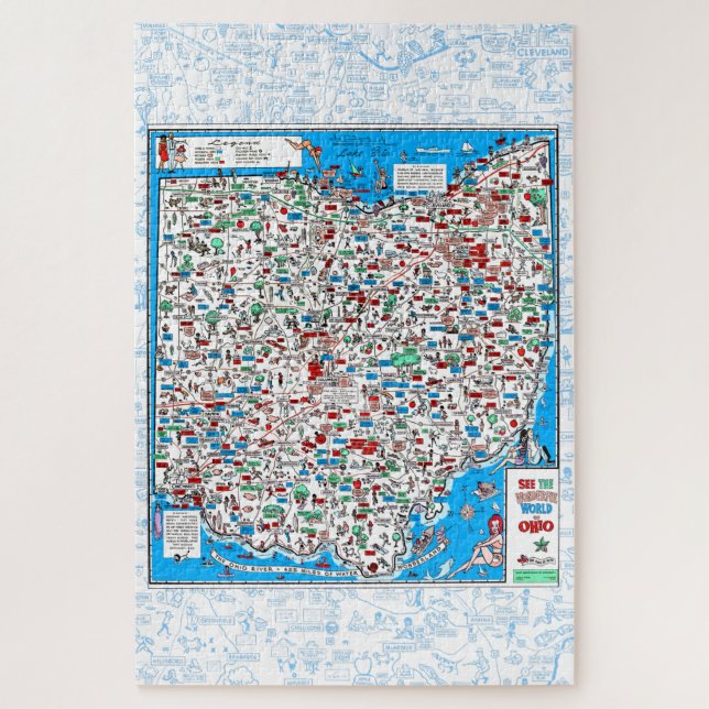Retro 1966 Ohio Map Puzzle (Vertikal)