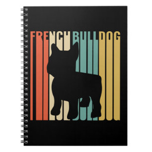 Retro 1970er Hunde Silhouette Französisches Bulldo Notizblock