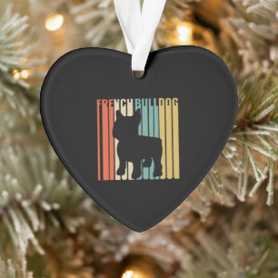 Retro 1970er Hunde Silhouette Französisches Bulldo Ornament