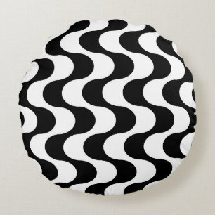 Retro 1970er Jahre Design Wavy Op-Art Stripe Muste Rundes Kissen