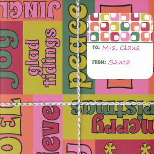 Retro 1970er Jahre geometrisches Muster Weihnachte Quadratischer Aufkleber