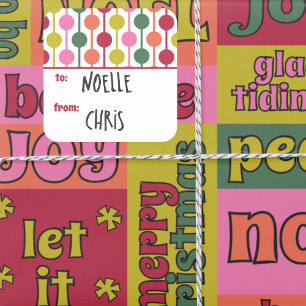 Retro 1970er Jahre geometrisches Muster Weihnachte Quadratischer Aufkleber