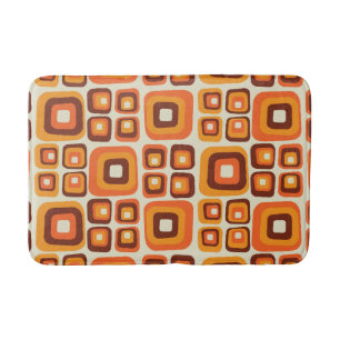 Retro 1970er Jahre Mid Century Orange und Braun Ge Badematte