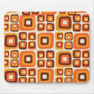 Retro 1970er Jahre Mid Century Orange und Braun Ge Mousepad