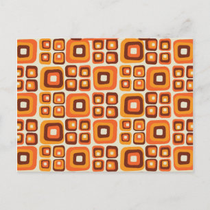 Retro 1970er Jahre Mid-Century Orange und Braun Ge Postkarte