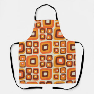Retro 1970er Jahre Mid Century Orange und Braun Ge Schürze