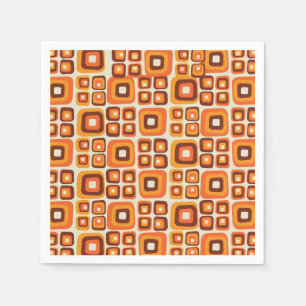 Retro 1970er Jahre Mid Century Orange und Braun Ge Serviette