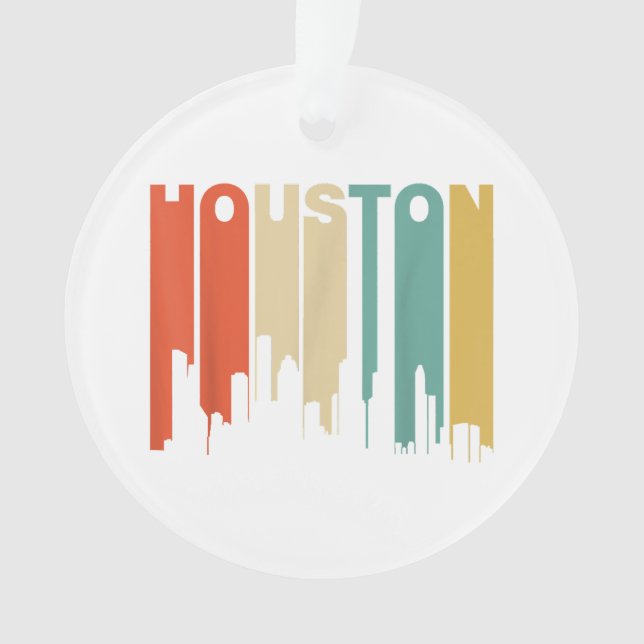Retro 1970er Jahre Style Houston Texas Skyline Ornament (Vorderseite)