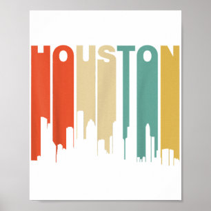 Retro 1970er Jahre Style Houston Texas Skyline Poster