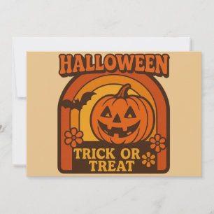Retro 1970er Jahre Trick or Treat Halloween Einladung