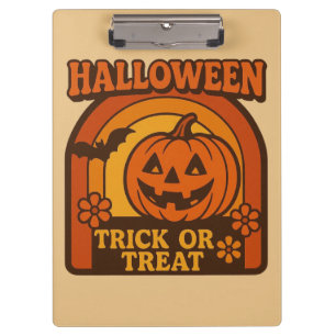 Retro 1970er Jahre Trick or Treat Halloween Klemmbrett