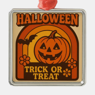Retro 1970er Jahre Trick or Treat Halloween Ornament Aus Metall