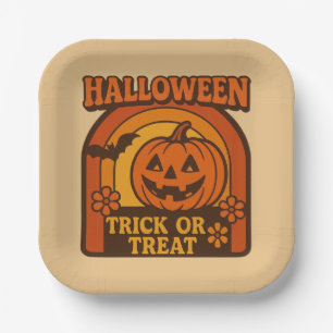 Retro 1970er Jahre Trick or Treat Halloween Pappteller