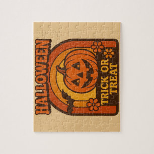 Retro 1970er Jahre Trick or Treat Halloween Puzzle