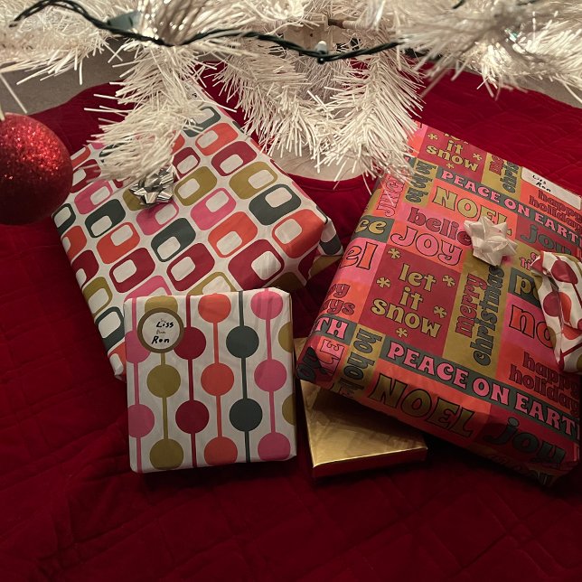 Retro 1970er Weihnachtsgeschenk Geschenkpapier Set (Von Creator hochgeladen)