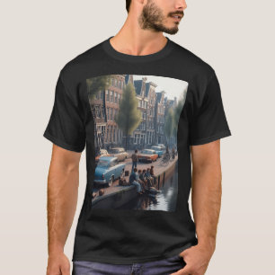 Retro 1970S Amsterdam Ai Artwork Farbenfrohe Straß T-Shirt
