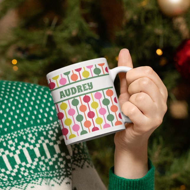 Retro 1970s Geometric Christmas Pattern Kaffeetasse (Von Creator hochgeladen)