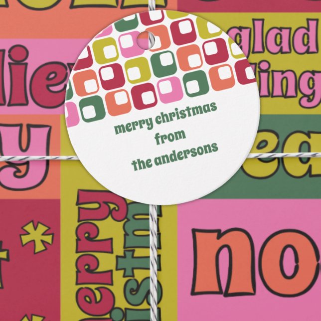 Retro 1970s Geometric Pattern Christmas Geschenkanhänger (Von Creator hochgeladen)