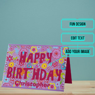 Retro 1970s Hippie Ästhetik Geburtstag Karte