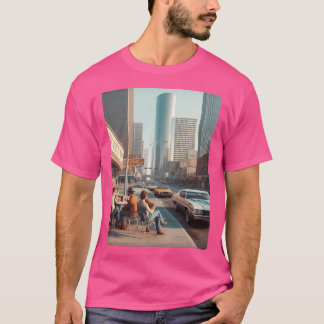 Retro 1970S Houston Ai Artwork Farbenfrohe Roadsid T-Shirt