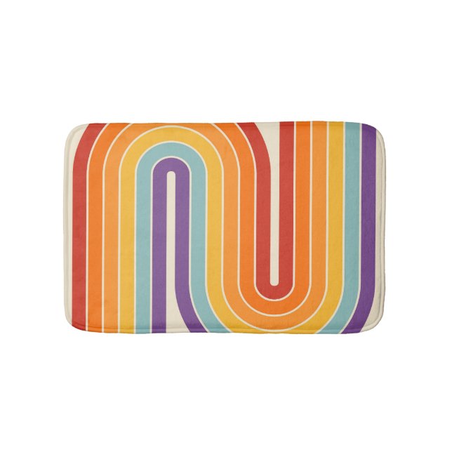 Retro 1970s Style Arched Stripes Geometric Pattern Badematte (Vorderseite)