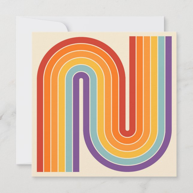 Retro 1970s Style Arched Stripes Geometric Pattern Einladung (Vorderseite)