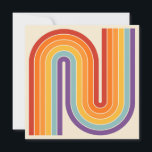 Retro 1970s Style Arched Stripes Geometric Pattern Save The Date<br><div class="desc">This artwork channels a retro graphic spirit, forming the letter‑like curve with parallel bands of red, orange, yellow, light blue, teal, and purple. The layered arcs flow in harmony, evoking the bold optimism of 1970s design. Set against a soft beige background, the vibrant rainbow palette stands out with clarity and...</div>