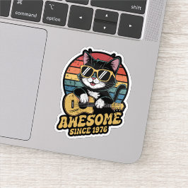 Retro 1976 Birthday 50th Cat Lover Bday Ukulele  Aufkleber