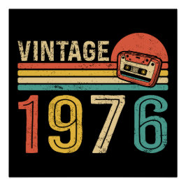 Retro 1976 Birthday Music Cassette Tape 50th Bday Poster