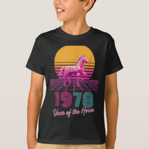 Retro 1978 Jahr des Pferdes Zodiac Reiter Fortune T-Shirt