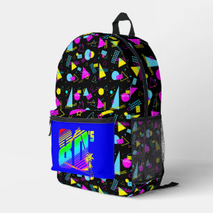 RETRO 1980er BÄNDER FARBENFROHE FORMEN Bedruckter Rucksack