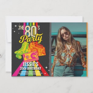 Retro 1980er Jahre Geburtstag 80er Party Foto Einladung