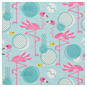 Retro 1980er Jahre Memphis Stil rosa Flamingos Stoff