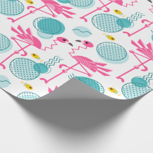 Retro 1980er Jahre Memphis Style Flamingo Tropical Geschenkpapier