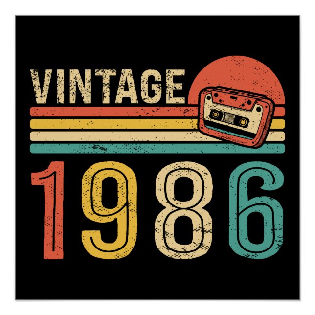 Retro 1986 Birthday Vintage Cassette Tape 40th   Poster (Vorderseite)