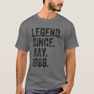 Retro 1988 Geburtstag Mai Geborene Legende seit 19 T-Shirt