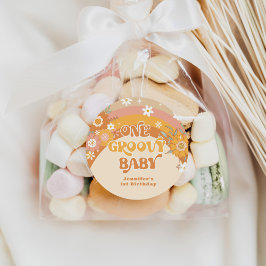Retro 1 Groovy Baby Geburtstag Runder Aufkleber