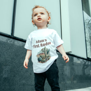Retro 1. Rodeo Western Kaktus Geburtstag Baby T-shirt