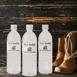 Retro 1. Rodeo Western Kaktus Geburtstag Wasserflaschenetikett