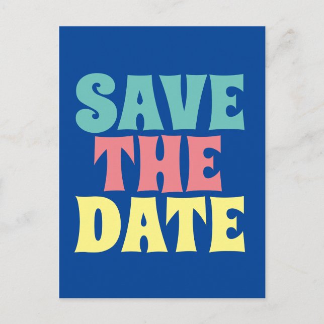 RETRO 1SAVE THE DATE GROOVY PARTY Postkarten (Vorderseite)