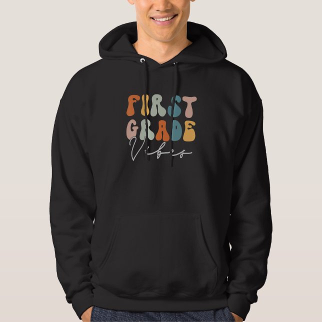 Retro 1st Grade Vibes Back To School Teacher Stude Hoodie (Vorderseite)