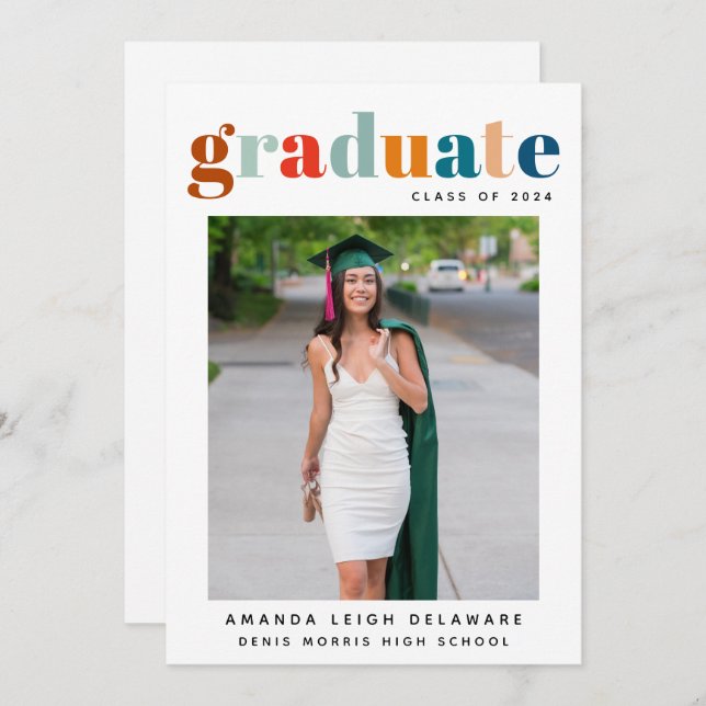 Retro 2024 Abschluss Foto Ankündigung (Vorne/Hinten)